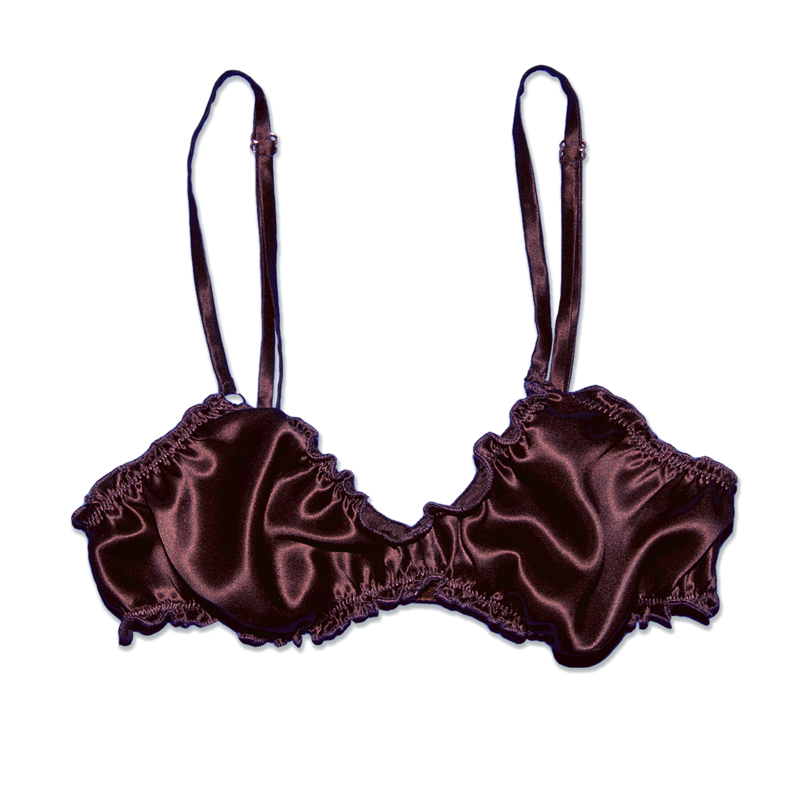 Chocolate Brown Silk Ruffle Bralette – This Belongs To