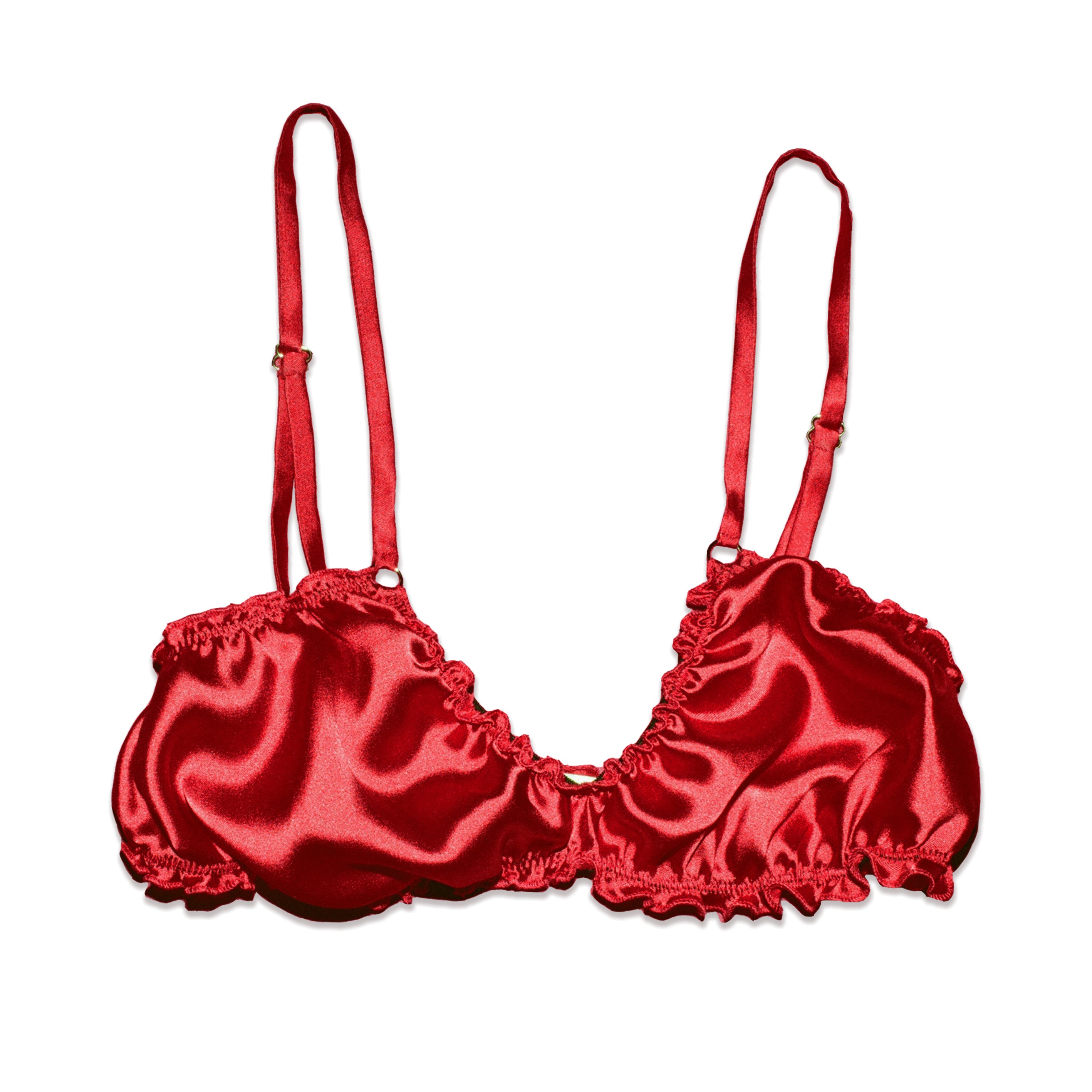 Ruby Red Ruffle Silk Bralette – This Belongs To