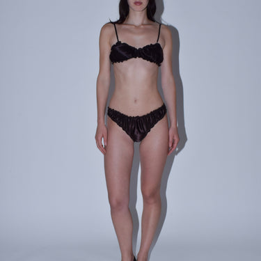 Chocolate Brown Silk Ruffle Knickers