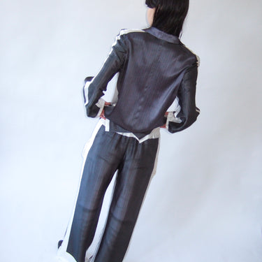 Pinstripe Silk Suit Trousers