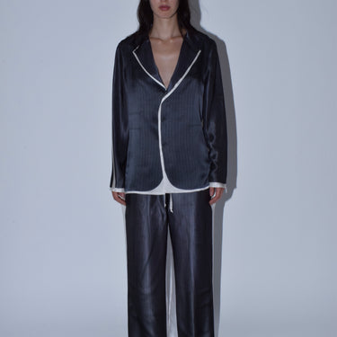 Pinstripe Silk Suit Trousers