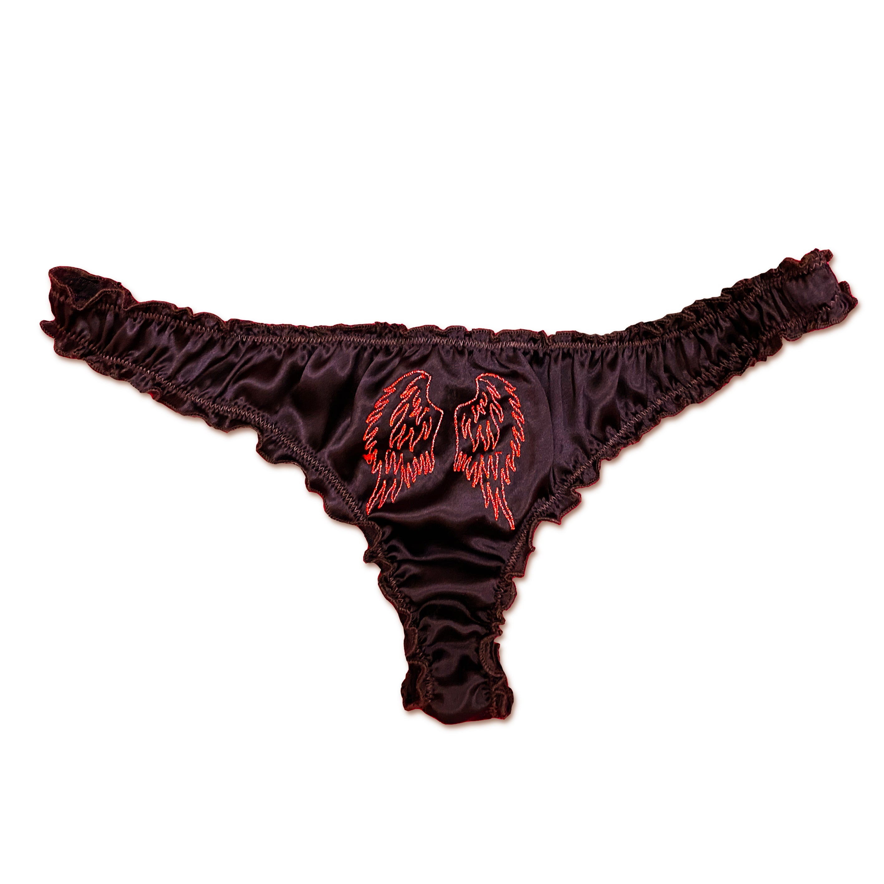 Chocolate Brown Silk Ruffle Thong
