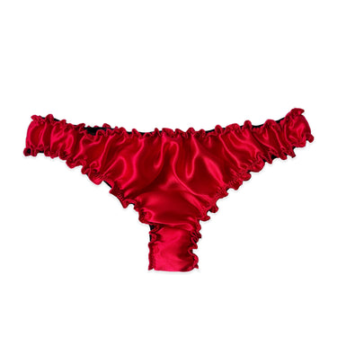 Ruby Red Silk Ruffle Thong